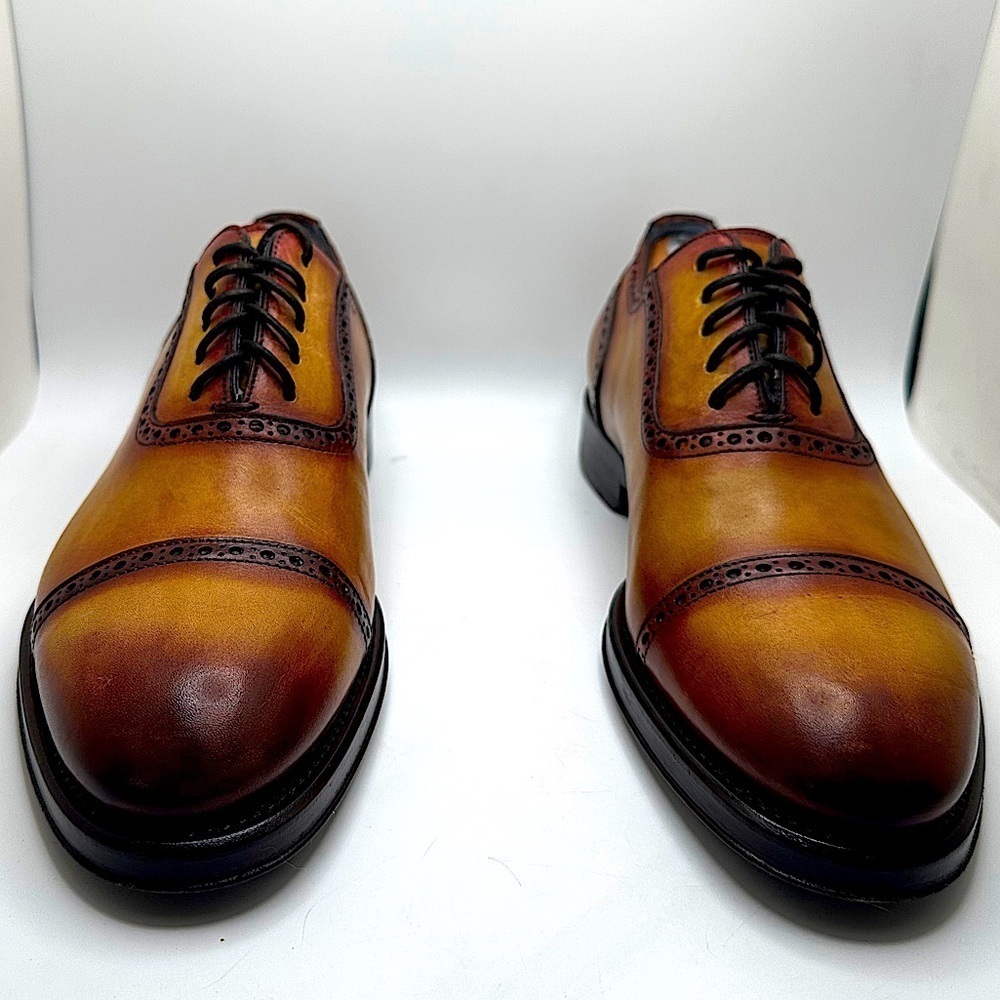 STUNNING Zampiere Burnished Calf-Skin Leather Cap-Toe Oxfords 🤩🤩🤩 MINT COND. - Picture 11 of 16